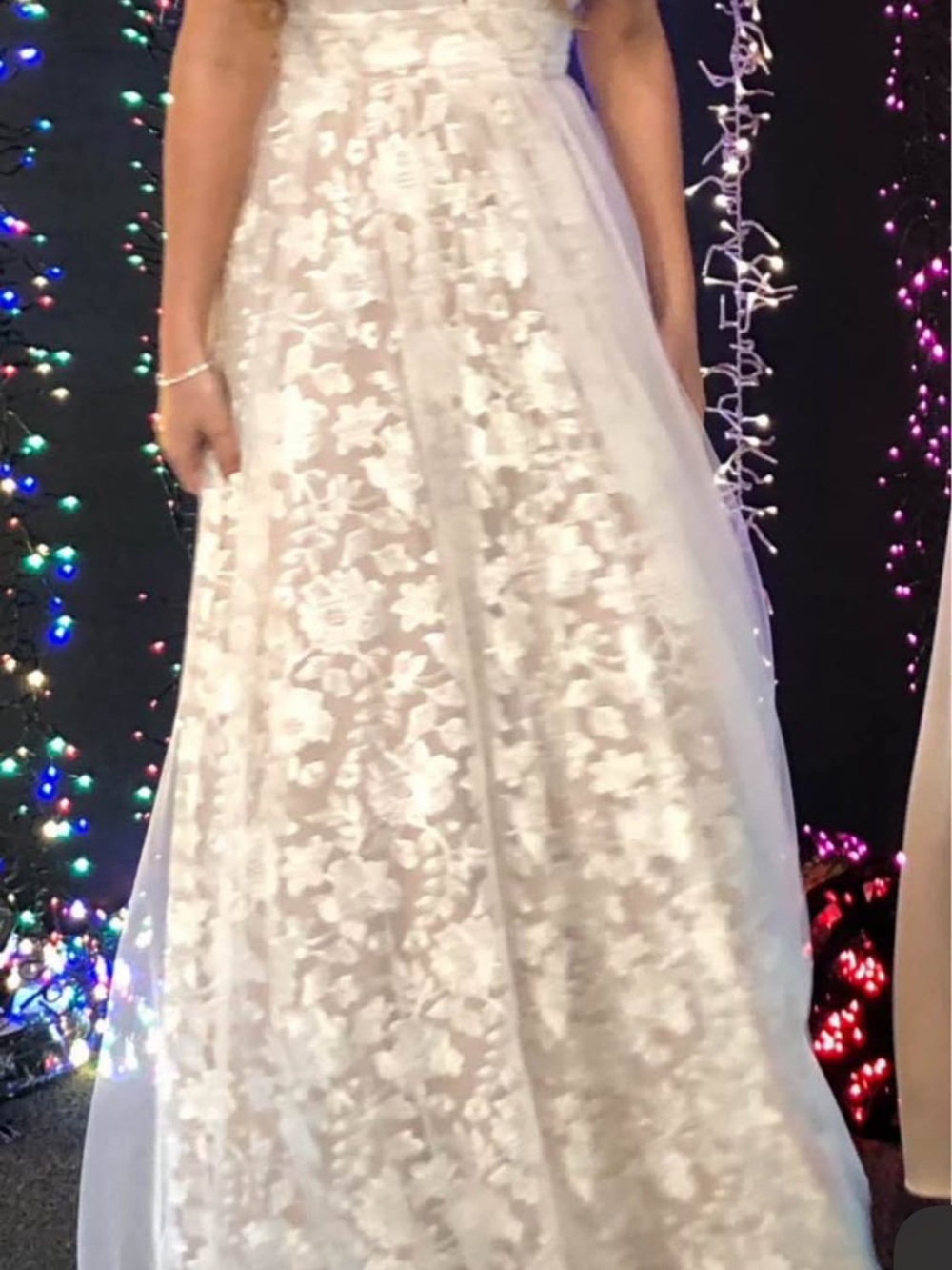 White Lace V-Neck A-Line Prom Dress - Picture 8 of 8
